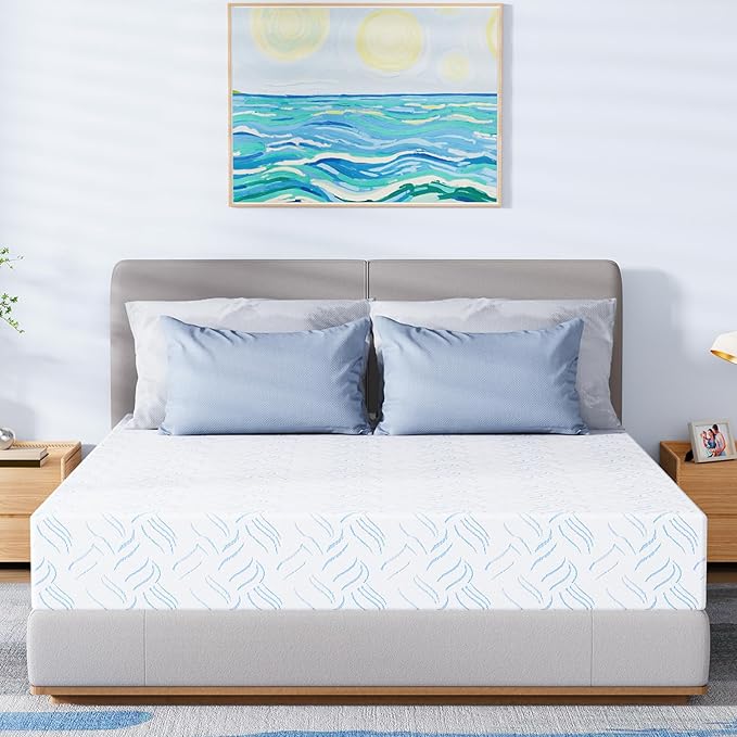 Twin XL Memory Foam Mattress, 10 Inch Cooling Gel Bed in a Box, Foam Mattress with Removable Cover No Fiberglass, Support Cool Night Sleep & Pressure Relief, Made in USA, White(80"*39"*10")