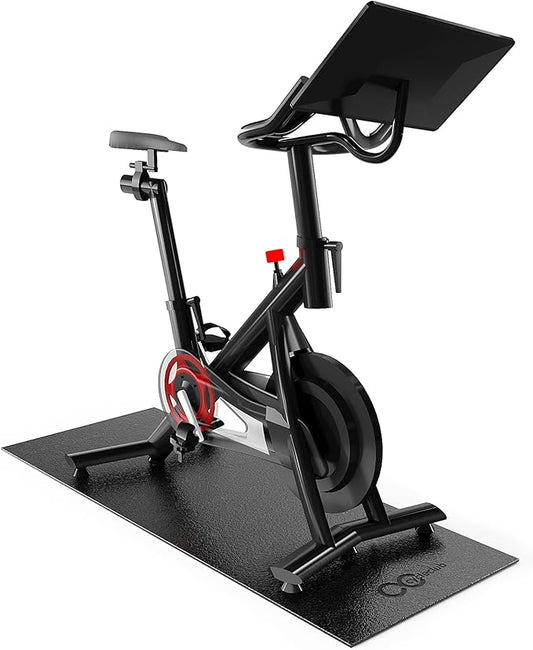 Bike Mat Compatible with Peloton Bike,Elliptical,Treadmill Mat, 6mm Thick, Under Exercise Bike Trainer Pad for Indoor Stationary Spin Bike Gym Equipment Hardwood Floor Carpet Protector