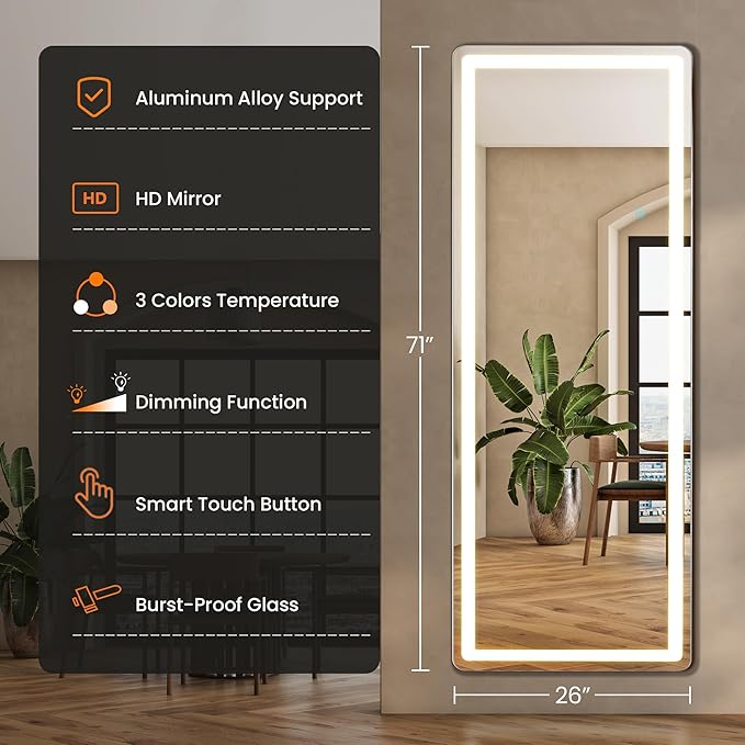 71" x 26" Arched Full Length Mirror