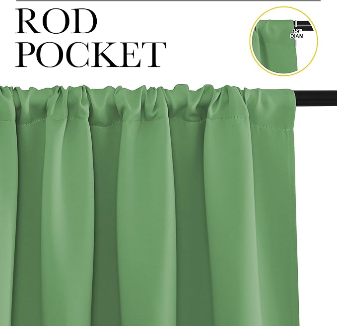 NICETOWN Blackout Curtains for Bedroom, Froest Green, 1 Pair, 62 by 63-inch