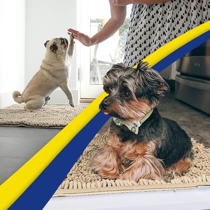 Muddy Mat® | Super Water Absorbent Door Mat Indoor, Microfiber Quick Dry Chenille Entryway Rug, Slip Resistant Front Door Mat, Indoor Mats for Entryway, Machine Washable Pet Rug, Sand 22" x 36"