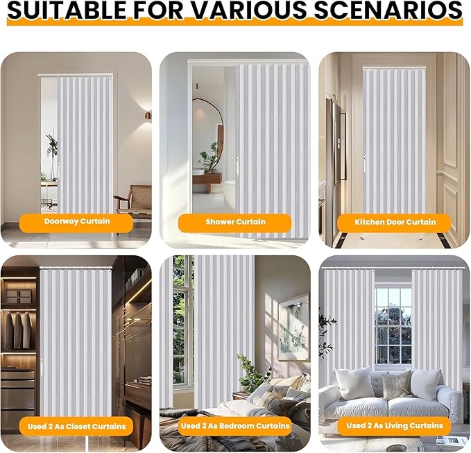 AJAZZ 100% Blackout Accordion Doors Interior Magnetic Door Curtain Closet Door