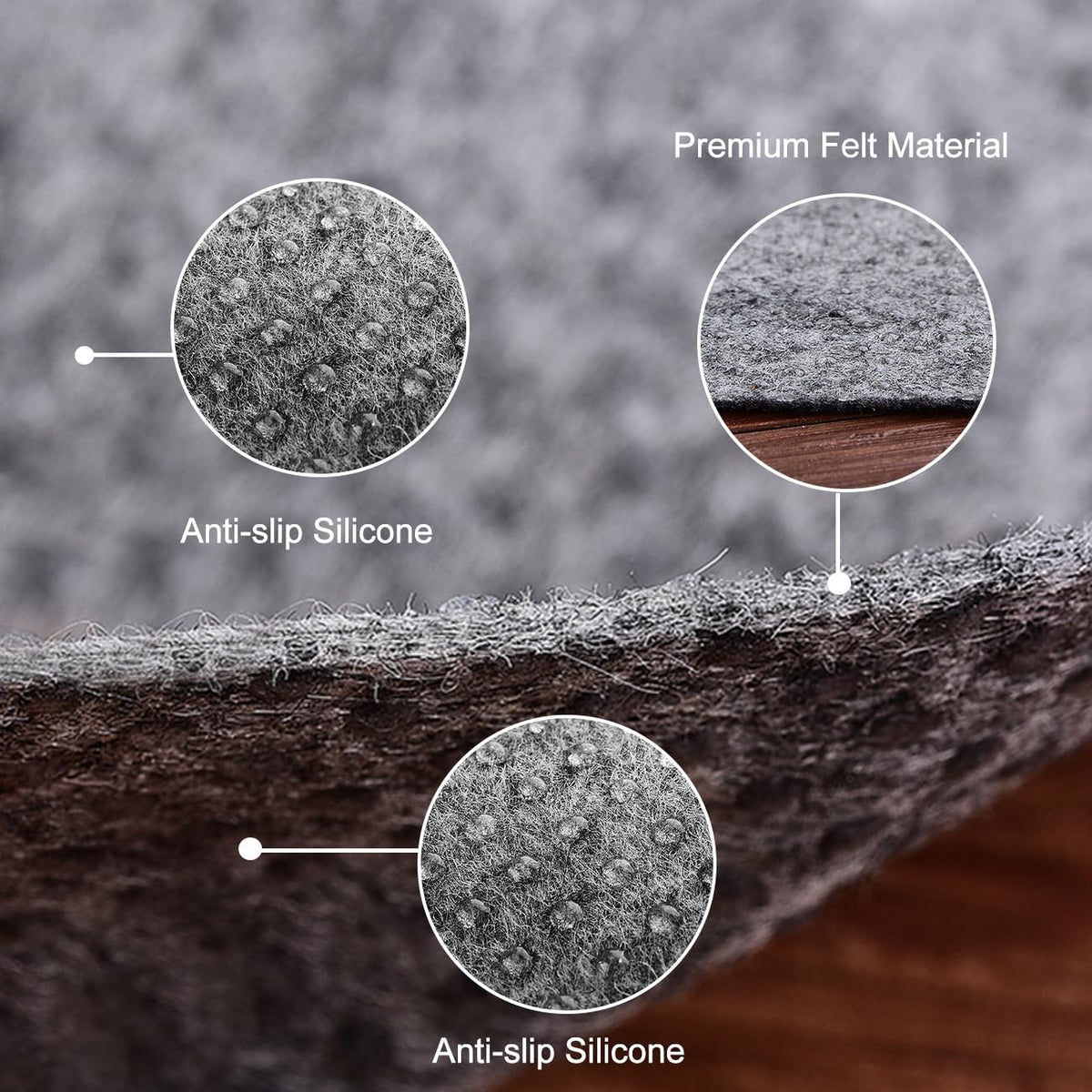 Ultra Strong Anti-Slip Thin Rug Felt Pad 5 x 8 Feet for Hardwood Floors, Non Slip Carpet Padding, Non Skid Area Rug Mat Keep Your Rugs in Place- Gray