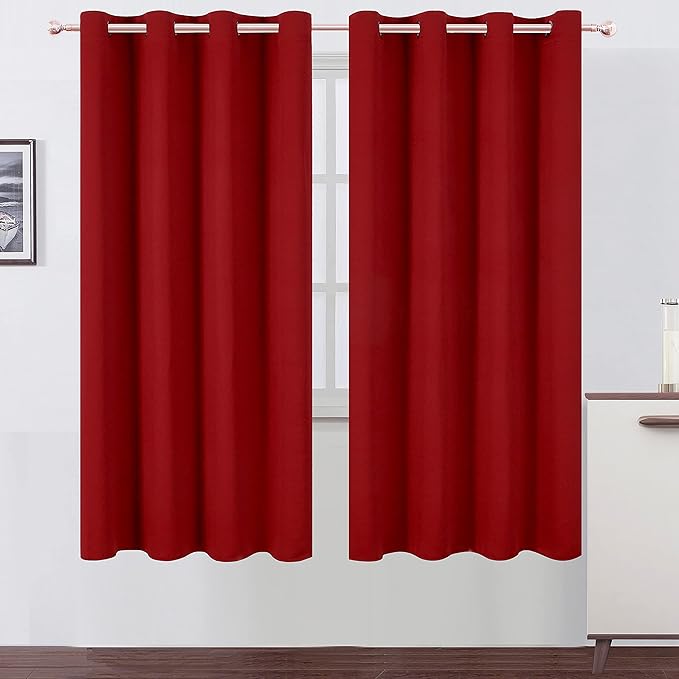 LEMOMO Red Thermal Blackout Curtains/52 x 72 Inch/Set of 2 Panels Room