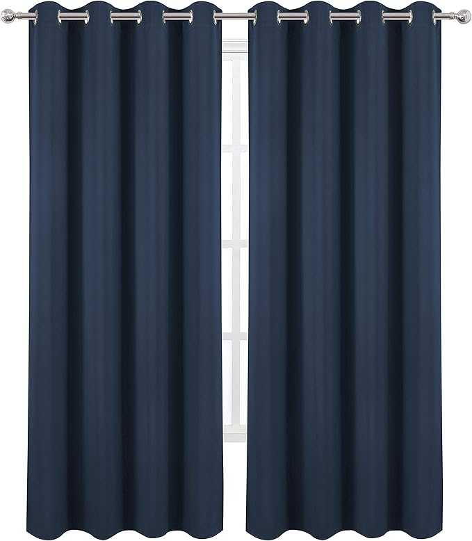 LEMOMO Navy Blue Blackout Curtains 52 x 84 inch/Set of 2 Curtain Panels Room