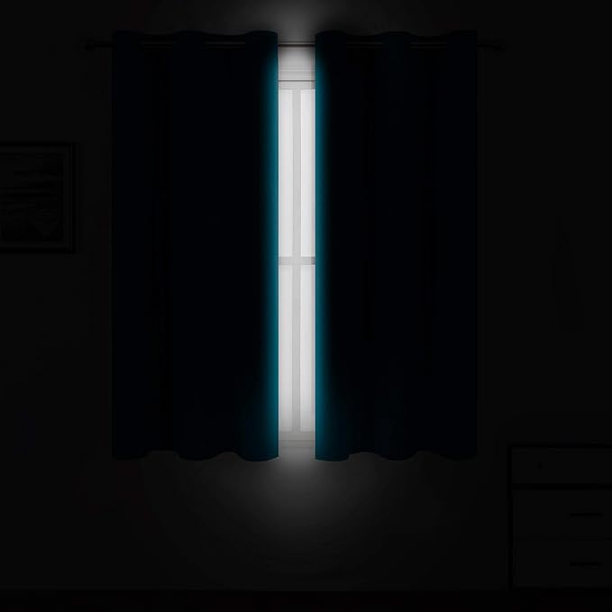 LEMOMO Teal Thermal Blackout Curtains/42 x 95 Inch/Set of 2 Panels Room