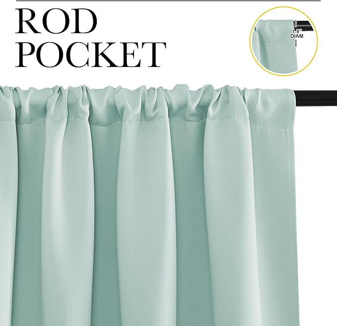 NICETOWN Blackout Curtains for Living Curtains, Aqua Blue, 1 Pair, 34-inch W x