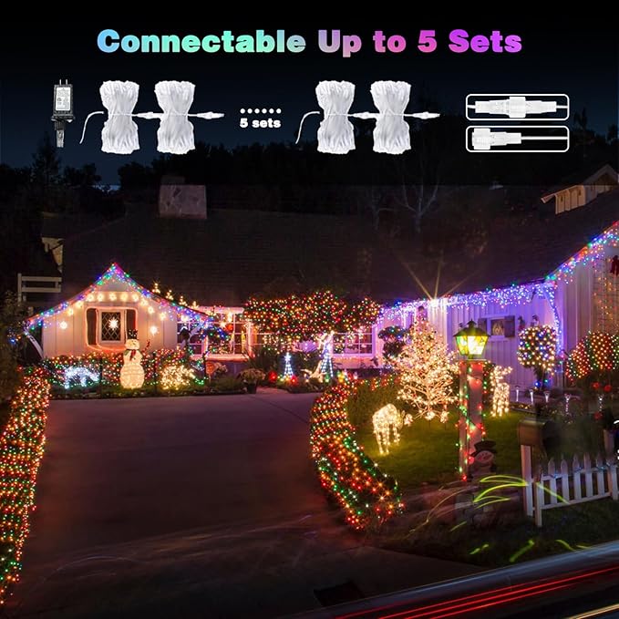 Multicolor 240 LED 88FT String Lights Indoor Outdoor, Connectable Christmas Tree Lights Waterproof 8 Modes with Timer, Clear Wire Fairy Twinkle Light Plug in for Bedroom Wedding Party Xmas Decorations