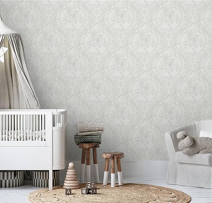 Ismoon Floral Peel and Stick Wallpaper Grey Contact Paper Boho Watercolor