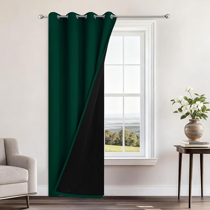 Yakamok 100% Blackout Curtains 84 Inches Long, 2 Thick Layers Heat and Full
