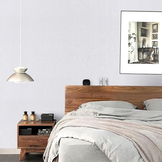 White Wallpaper Grasscloth Peel and Stick Wallpaper 15.7"x 393" Fabric Contact