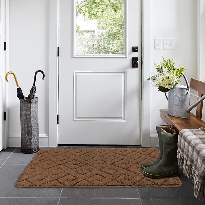 Walensee Indoor Doormat, Front Door Mat for Entrance (36"x59" Brown) Machine Washable Entryway Rug, Non Slip Trapper Door Rugs Absorbent Dirt Low Profile Shoes Scraper Inside Floor Mats