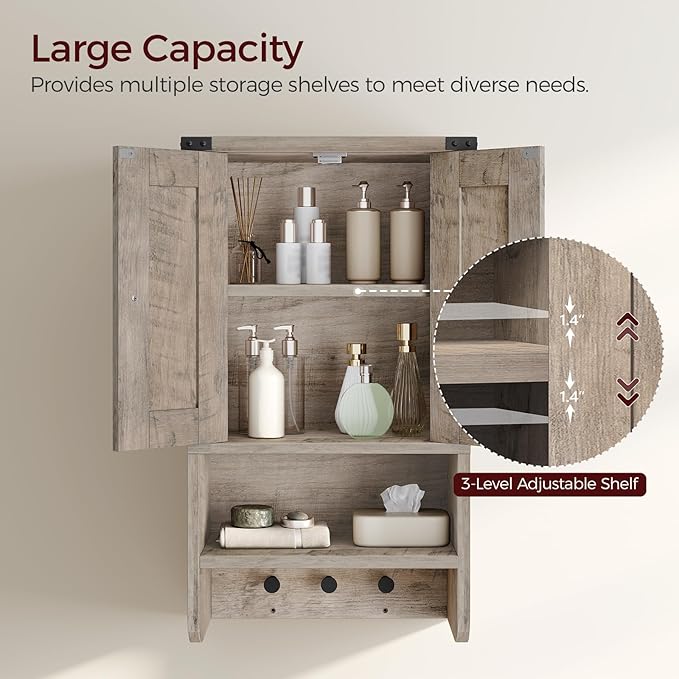 MAHANCRIS Bathroom Wall Cabinet, Farmhouse Medicine Cabinet