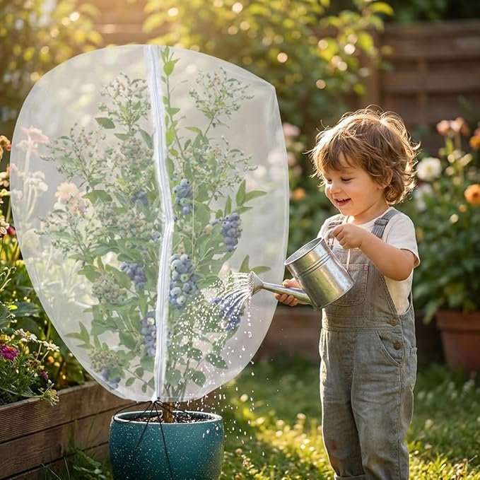 Gardtree 2PCS 6 × 7.8 FT Large Fruit Tree Netting Covers with Double Zipper & Drawstring, Garden Mesh Barrier for for Blueberry Bushes, Tomato & Citrus – Easy-Access Mesh Bird & Squirrel Barrier