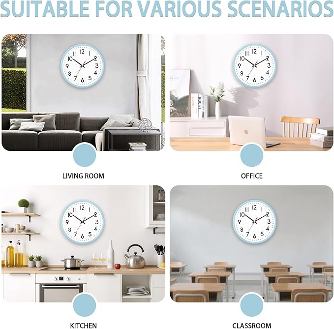 HZDHCLH Wall Clock Silent Wall Clocks Battery Operated 12 Inch Modern Non