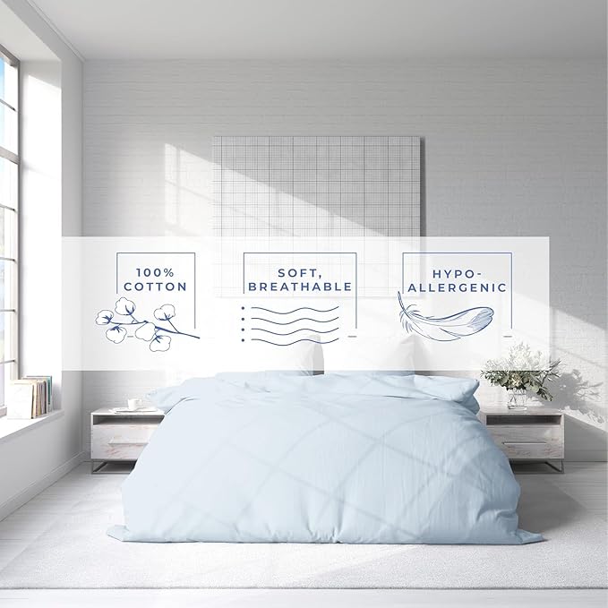 Kotton Culture 120"x98" 1 Pc Oversized King Duvet Cover Only 100% Egyptian Cotton - 600 TC Comforter Cover, Zipper Closure & Corner Ties - Fits Large King Inserts (Oversized King, Blue Sky)