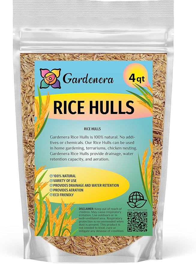 Boost Your Garden's Sustainability with Gardenera Horticultural Grade Rice Hulls - Enhance Soil Structure and Microbial Activity - 4 QUARTS