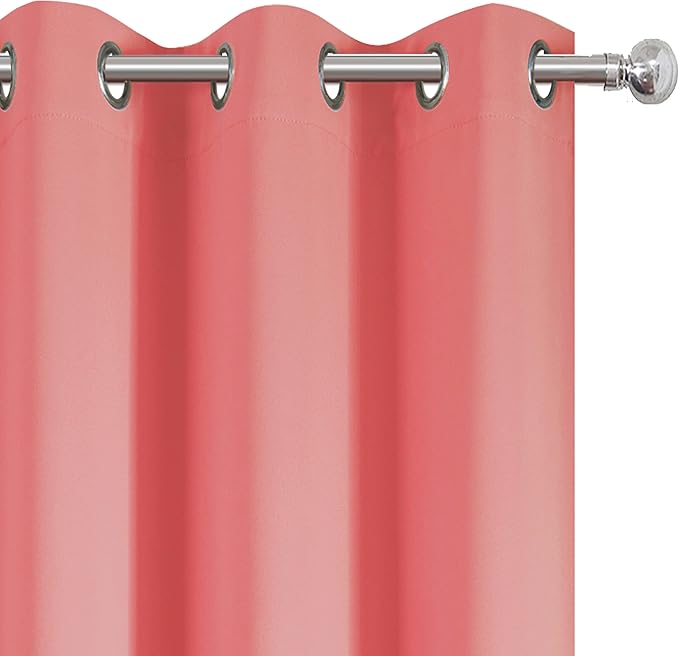 LEMOMO Coral Blackout Curtains 38 x 63 Inch Length/Set of 2 Curtain