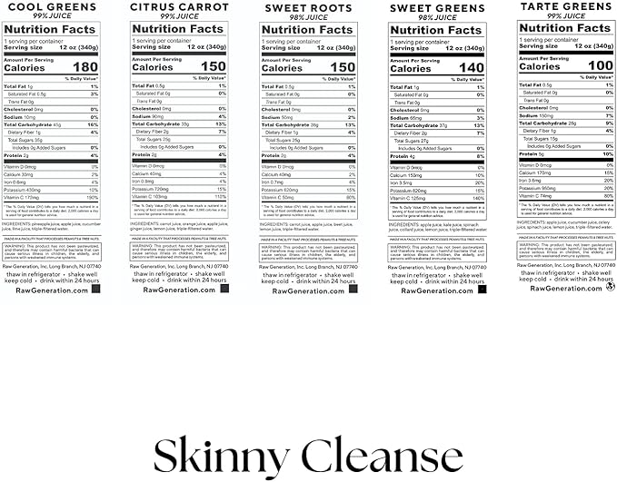 Raw Generation 7-Day Skinny Cleanse - Best Detox Juice Cleanse for Weight Management/Healthiest Way to Cleanse Your System/Jumpstart a Healthier Diet
