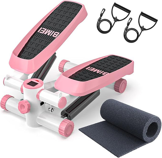 Steppers for Exercise, Mini Stepper Machine with Resistance Bands & Calories Count, Stair Steppers for Exercise 330 lbs Weight Capacity, Portable Stair Stepper Exercise Equipment for Home Workout