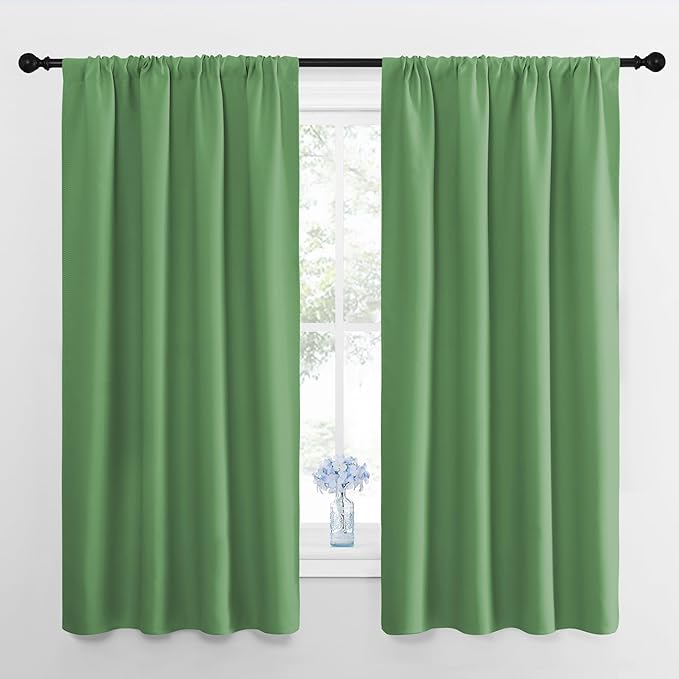 NICETOWN Window Curtains for Bedroom, Froest Green, 2 Panels, W42 x L48 -Inch