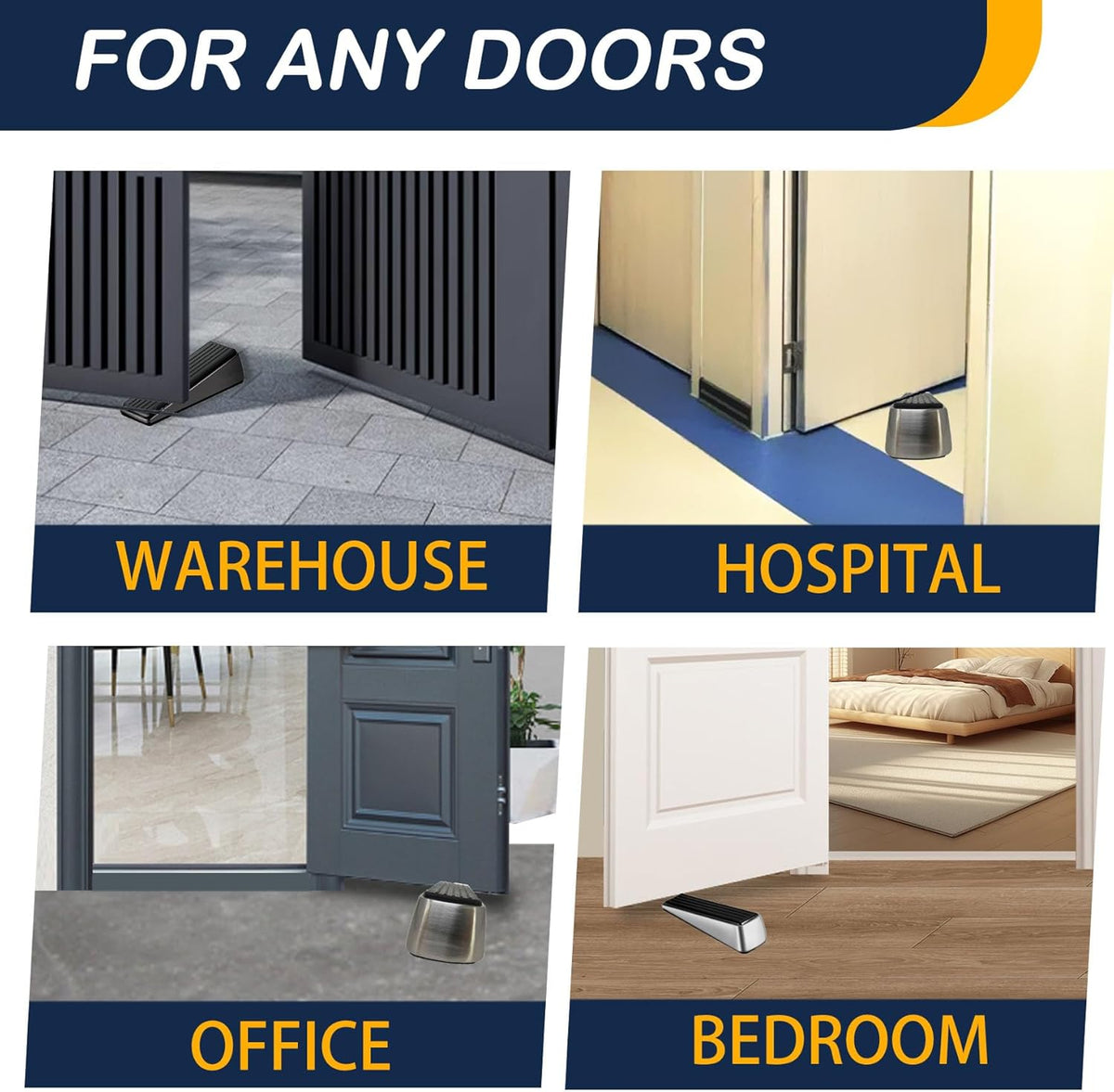 Strongest Door Stopper for Bottom of Door, Heavy Duty Door Stop Wedge Made of Premium Quality Zinc and Rubber Suits Any Heavy Door Any Smooth Floor