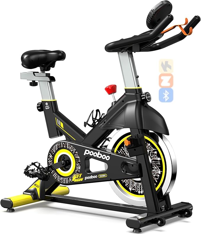 pooboo Exercise Bike, Adjustable Magnetic/Brake Pad Resistance Silent Belt Drive, Indoor Cycling Bike for Home Cardio, Fitness Stationary Bike with 350lbs/300lbs Weight Capacity &Upgraded Version Seat