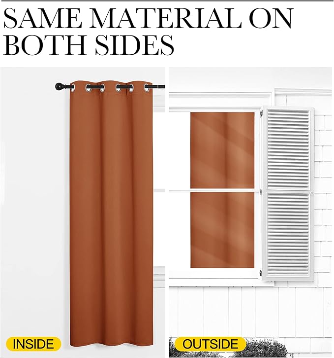 NICETOWN Blackout Curtains for RV Windows, Burnt Orange, 2 Panels, Room