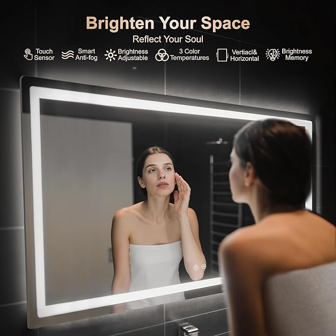 Delma LED Bathroom Mirror with Lights, 30x55 Vanity Mirror