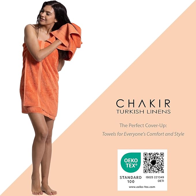 Chakir Turkish Linens | Hotel & Spa Quality 100% Cotton Premium Turkish Towels | Soft & Absorbent (4-Piece Bath Towels, Coral)