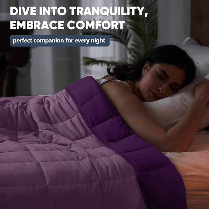 King Size Weighted Blanket for Adults (30 lbs, 80” x 87”, Purple) Cooling Heavy Blanket for Sleeping Perfect for 290-310 lbs, Breathable Blanket for Adults & Couple All Season, Machine Washable