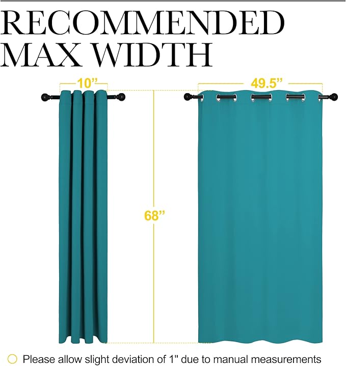 NICETOWN Room Darkening Curtains 68 inch Length 2 Panels, Thermal Insulated