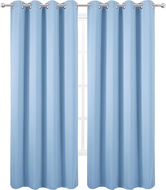 LEMOMO Sky Blue Thermal Blackout Curtains/52 x 108 Inch/Set of 2 Panels Room