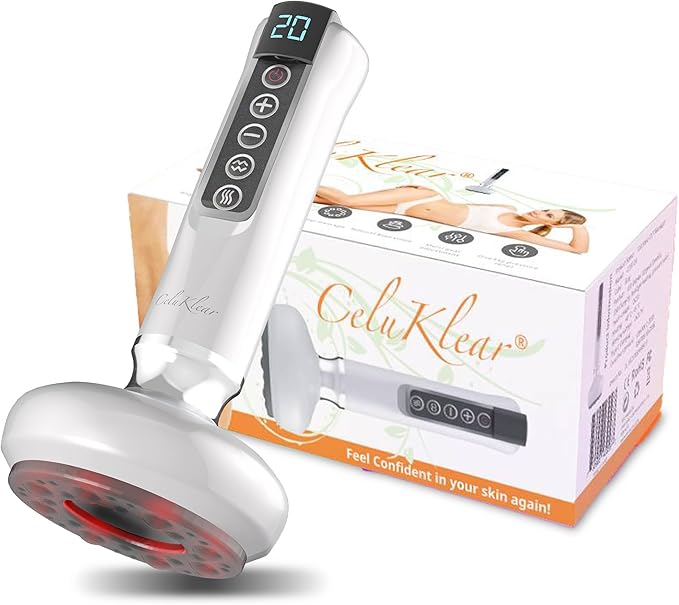 CeluKlear Electric Cupping Therapy Massager CVT 3-in-1 - Vacuum Cupping Therapy Machine for Cellulite, Deep Tissue Massage & Lymphatic Drainage – Adjustable Suction Helps Circulation & Skin