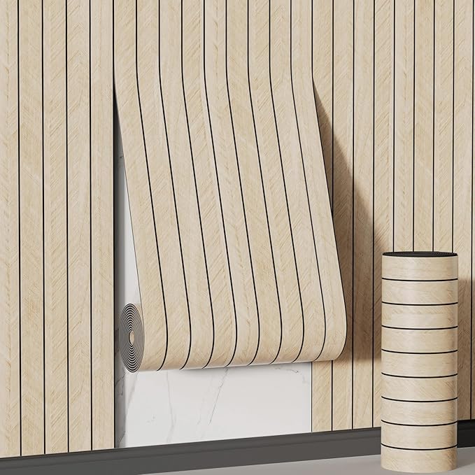 Arthome Peel and Stick Slat Wall Panels 15.7 "x240, Self-Adhesive PVC Wood