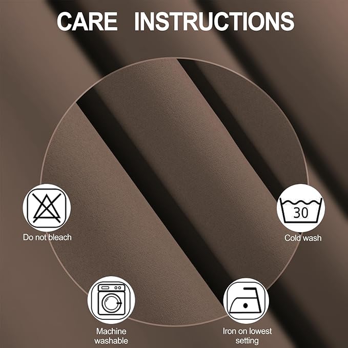 LEMOMO Blackout Curtains 52 x 90 Inch Long Chocolate Curtains Set of 2 Panels