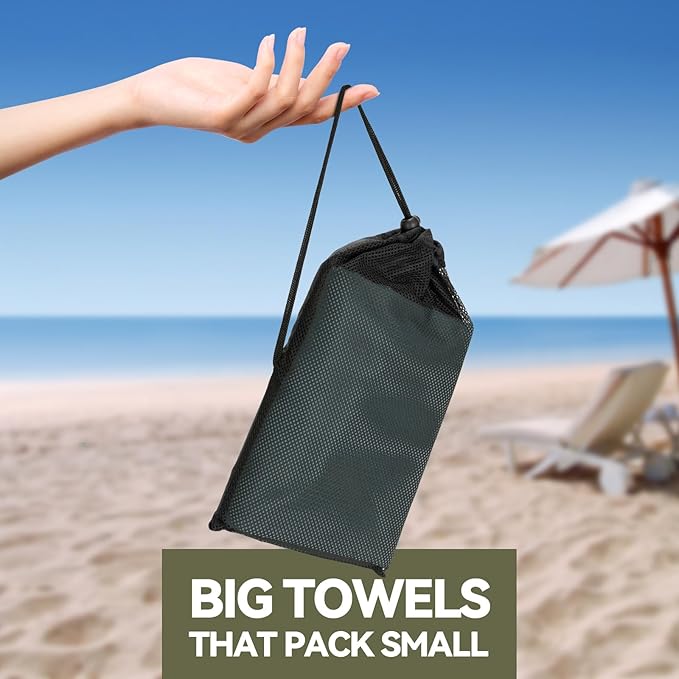 Microfiber Beach Towel-Perfect for Travel, Sports, Camping, Swimming, Yoga, Gym- Quick Dry, Sand Free, Compact, Lightweight, Absorbent (Grey,X-Large(200x90cm, 78x35”))