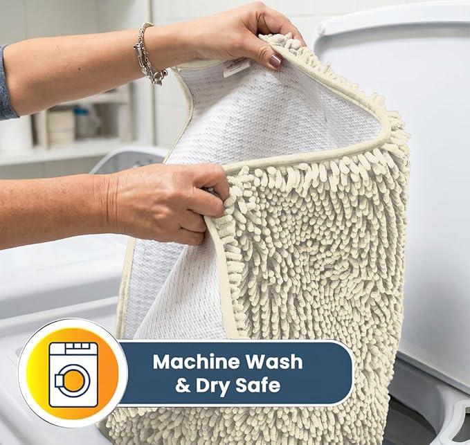 Muddy Mat® | Super Water Absorbent Door Mat Indoor, Microfiber Quick Dry Chenille Entryway Rug, Slip Resistant Front Door Mat, Indoor Mats for Entryway, Machine Washable Pet Rug, Ivory 32" x 44"