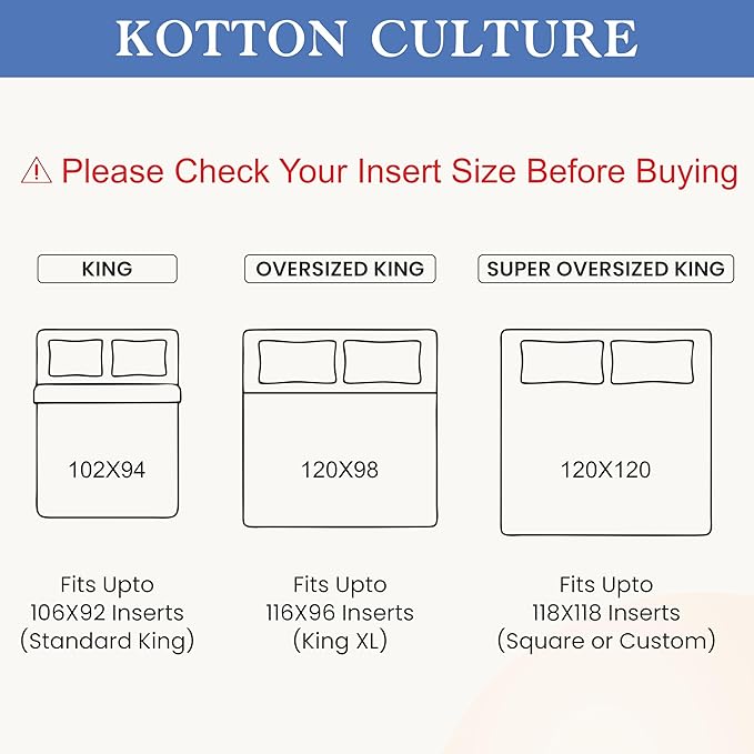 Kotton Culture 120"x98" 1 Pc Oversized King Duvet Cover Only 100% Egyptian Cotton - 600 TC Comforter Cover, Zipper Closure & Corner Ties - Fits Large King Inserts (Oversized King, Striped Dark Grey)
