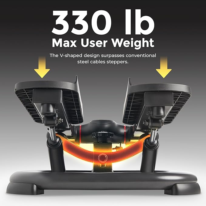 Sunny Health & Fitness 2-in-1 Premium Power Stepper with Resistance Bands, Low-Impact Cardio, Space-Saving, Height-Adjustable, with Enhanced Bluetooth Connectivity with Free SunnyFit App