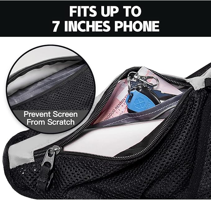 PYFK Running Belt Hydration Waist Pack with Water Bottle Holder for Men Women Waist Pouch Fanny Bag Reflective