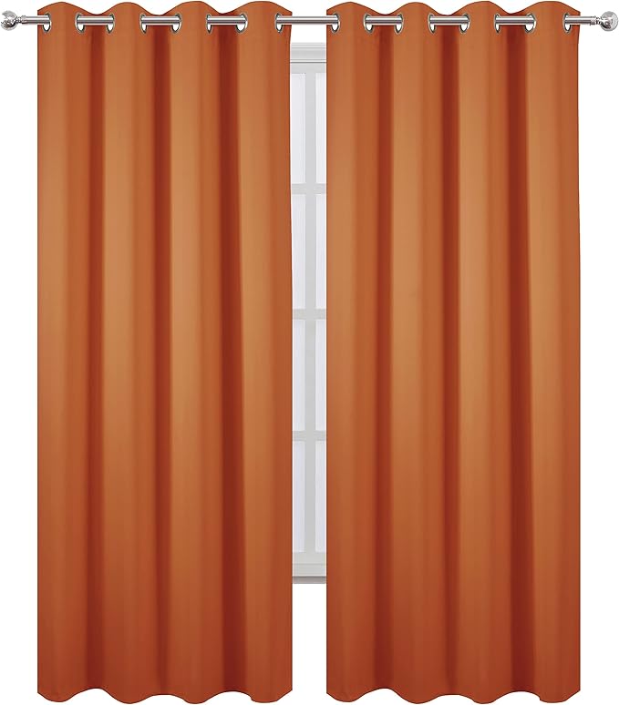 LEMOMO Blackout Curtains 66 x 95 inch/Orange Curtains Set of 2 Panels/Thermal