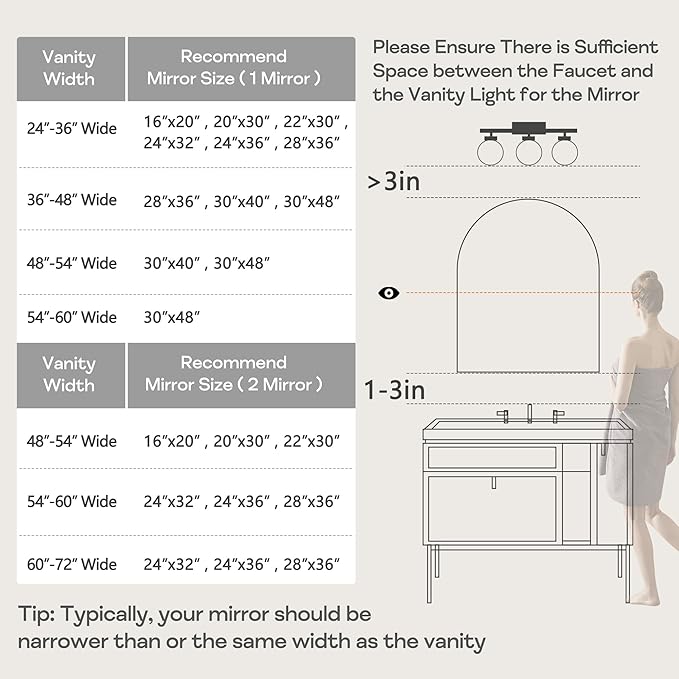 20" x 30" Gold Arched Mirror, Arch Bathroom Vanity Wall Mirror, Modern Aluminum