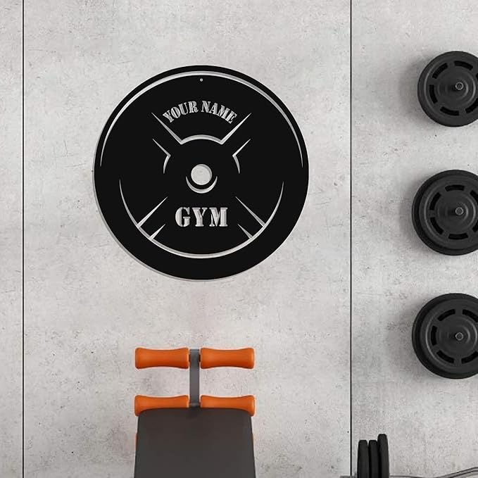 Personalized Home Gym LED Tin Metal Sign Multiple Sizes, Gym Sign Wall Decor, Exercise Workout Room Decor Fitness Center, Motivational Inspirational Hanging Wall Art Wall Plaque (05 w/o lights)