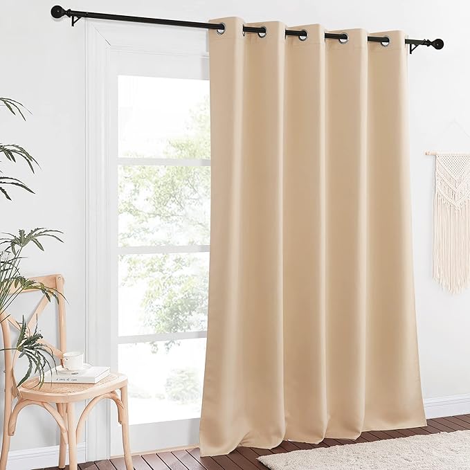 NICETOWN Blackout Sliding Glass Door Curtain 110 inch Length, Grommet Thermal