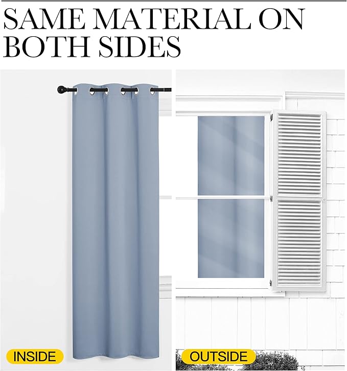 NICETOWN Vintage Blue Blackout Curtains 54 inches Length