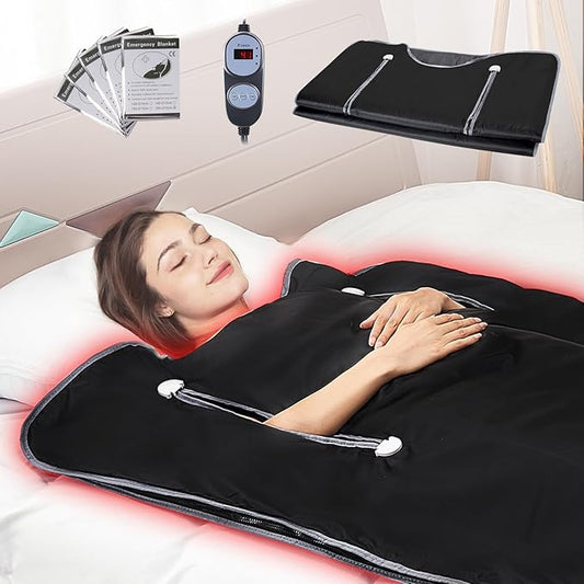 VEVOR Sauna Blanket, Compact Infrared Home Sauna with Oxford Fabric, Features Arm Openings & Carbon Fiber Warmers, Temp Settings 95-176℉, Timer 5-60 Mins, 75x35 inches