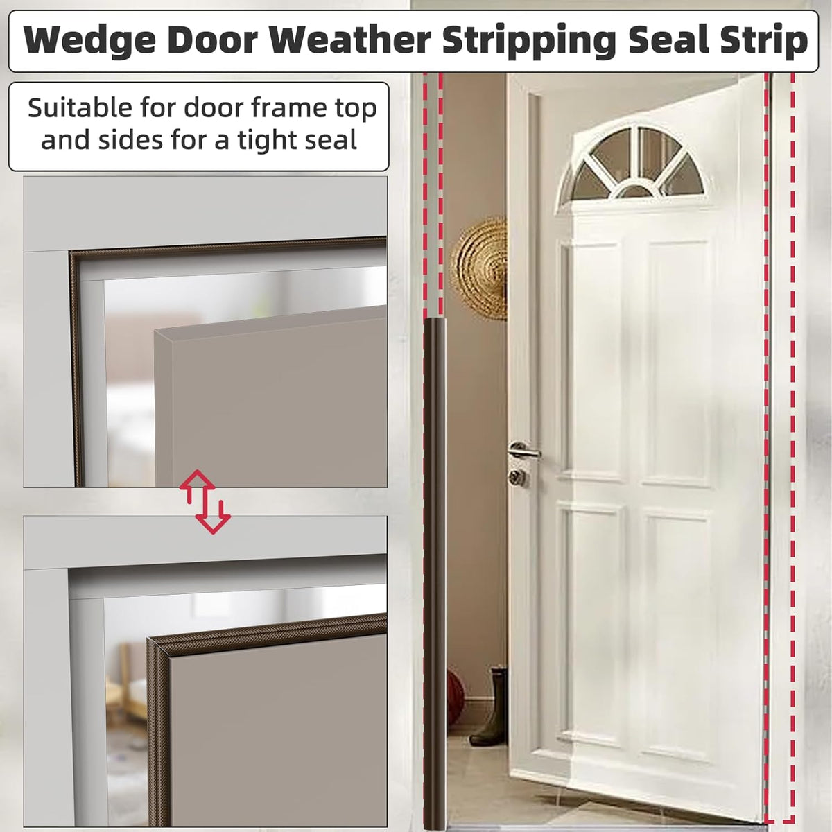 3 Pack*16.4 Ft Weather Stripping Seal Strip for Doors,Soundproofing Window Insulation Draft Stopper for Winter, Selfadhesive Foam Weather Strip for Door Frame,Door Gap Filler Noise Blocker(Brown)