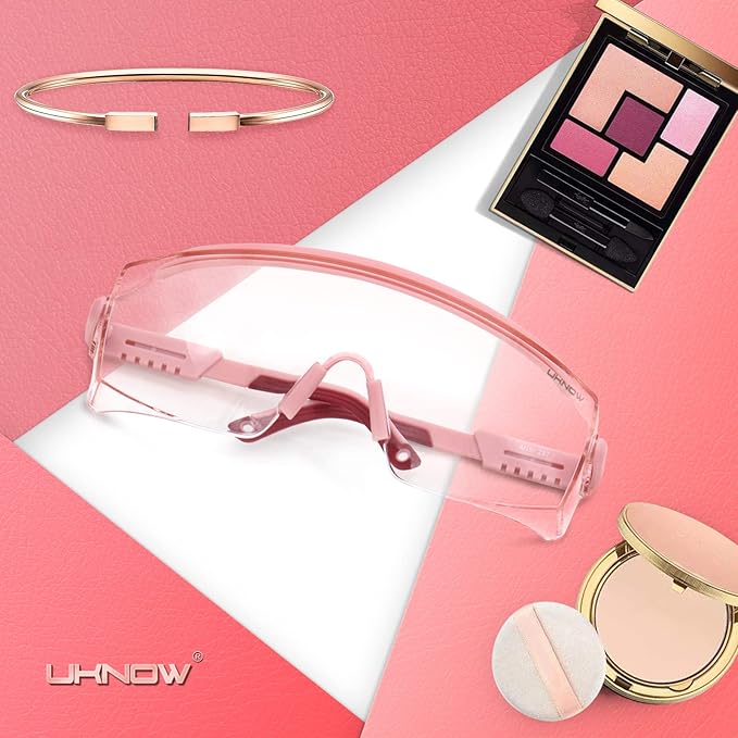 UKNOW Safety Goggles Over Glasses, Safety Glasses Anti Fog Wraparound Eye Protection, Protective Eyewear ANSI Z87.1