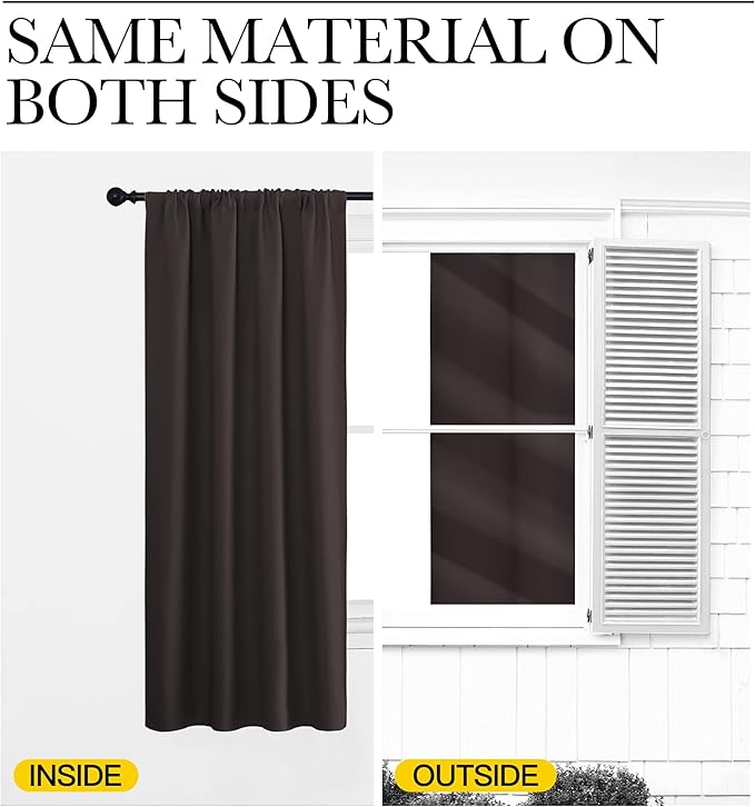 NICETOWN Kitchen Curtains, Short Blackout Curtains & Drapes, Toffee Brown